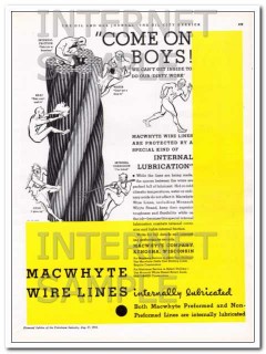MacWhyte Company 1934 Vintage Ad Oil Wire Lines Internally Lubricated