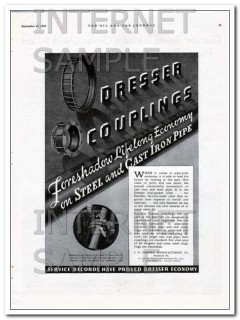 S R Dresser Mfg Company 1934 Vintage Ad Oil Coupling Economy Iron Pipe