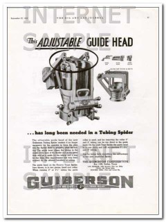 Guiberson Corp 1934 Vintage Ad Oil Tubing Spider Adjustable Guide Head Guiberson Corp 1934 Vintage Ad Oil Tubing Spider Adjustable Guide Head