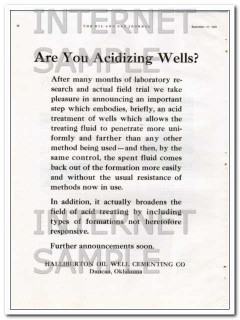 Halliburton Oil Well Cementing Company 1934 Vintage Ad Acidizing Halliburton Oil Well Cementing Company 1934 Vintage Ad Acidizing