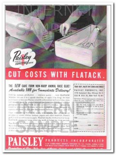Paisley Products Inc 1950 Vintage Ad Luggage Flatack Glue Cut Costs