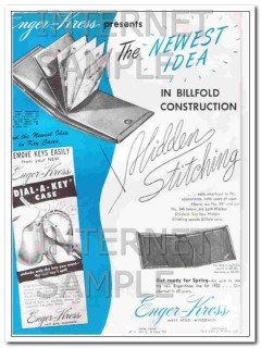 Enger-Kress Company 1950 Vintage Ad Leather Billfold Dial-A-Key Case