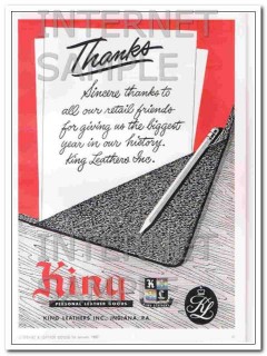 King Leathers Inc 1950 Vintage Ad Sincere Thanks Retail Biggest Year