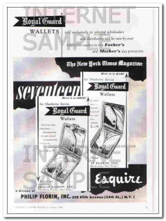 Philip Florin Inc 1950 Vintage Ad Leather Wallet Royal Guard Promotion