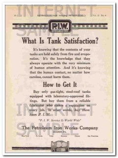 Petroleum Iron Works Company 1924 Vintage Ad Oil Gas Tank Satisfaction
