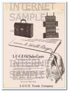 L-U-C-E Trunk Company 1921 Vintage Ad Luggage Oil Sales Case