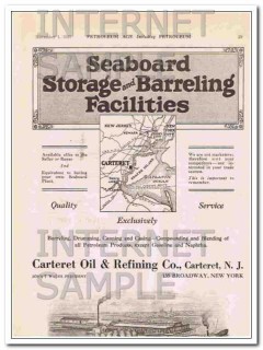 Carteret Oil Refining Company 1921 Vintage Ad Seaboard Storage Barrel