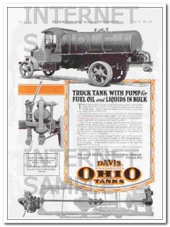Davis Welding Mfg Company 1921 Vintage Ad Truck Oil Tank Fuel Pump