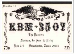 KBM-3507 Norman Painter Sweetwater Texas 1960s Vintage Postcard CB QSL KBM-3507 Norman Painter Sweetwater Texas 1960s Vintage Postcard CB QSL