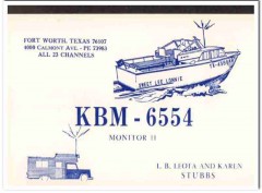 KBM-6554 Leota Stubbs Ft Worth TX 1960s Vintage Postcard CB Radio QSL KBM-6554 Leota Stubbs Ft Worth TX 1960s Vintage Postcard CB Radio QSL