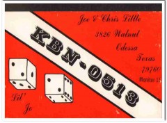 KBN-0513 Chris Joe Little Odessa Texas 1960s Vintage Postcard CB QSL KBN-0513 Chris Joe Little Odessa Texas 1960s Vintage Postcard CB QSL