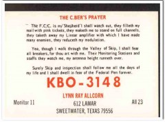 KBO-3148 Lynn Ray Allcorn Swetwater TX 1960s Vintage Postcard CB QSL KBO-3148 Lynn Ray Allcorn Swetwater TX 1960s Vintage Postcard CB QSL