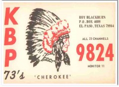 KBP-9824 Roy Blackburn El Paso TX 1960s Vintage Postcard CB Radio QSL KBP-9824 Roy Blackburn El Paso TX 1960s Vintage Postcard CB Radio QSL