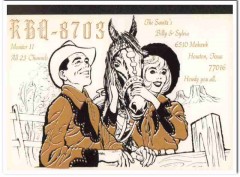 KBQ-8703 Sylvia Billy Sanitz Houston TX 1960s Vintage Postcard CB QSL KBQ-8703 Sylvia Billy Sanitz Houston TX 1960s Vintage Postcard CB QSL