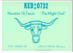 KED-0732 Allen Meadows Houston TX 1960s Vintage Postcard Steer CB QSL KED-0732 Allen Meadows Houston TX 1960s Vintage Postcard Steer CB QSL
