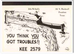 KEE-2579 John McAnally Pasadena TX 1960s Vintage Postcard CB Radio QSL KEE-2579 John McAnally Pasadena TX 1960s Vintage Postcard CB Radio QSL
