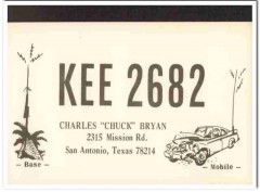 KEE-2682 Chuck Bryan San Antonio Texas 1960s Vintage Postcard CB QSL KEE-2682 Chuck Bryan San Antonio Texas 1960s Vintage Postcard CB QSL