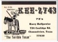 KEE-2743 Harry Hoffpowier Channelview TX 1960s Vintage Postcard CB QSL KEE-2743 Harry Hoffpowier Channelview TX 1960s Vintage Postcard CB QSL