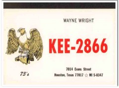 KEE-2866 Wayne Wright Houston TX 1960s Vintage Postcard CB Radio QSL KEE-2866 Wayne Wright Houston TX 1960s Vintage Postcard CB Radio QSL