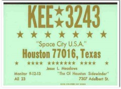 KEE-3243 Jesse Meadows Houston TX 60s Vintage Postcard CB Radio QSL 1 KEE-3243 Jesse Meadows Houston TX 60s Vintage Postcard CB Radio QSL 1