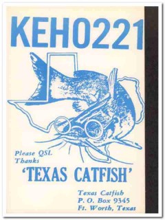 KEH-0221 Texas Catfish Ft Worth TX 1960s Vintage Postcard CB Radio QSL KEH-0221 Texas Catfish Ft Worth TX 1960s Vintage Postcard CB Radio QSL