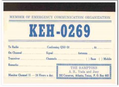 KEH-0269 Ab Hampton Atlanta Texas 1960s Vintage Postcard CB Radio QSL KEH-0269 Ab Hampton Atlanta Texas 1960s Vintage Postcard CB Radio QSL