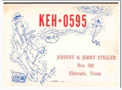 KEH-0595 Jerry Stigler Eldorado TX 1960s Vintage Postcard CB Radio QSL KEH-0595 Jerry Stigler Eldorado TX 1960s Vintage Postcard CB Radio QSL