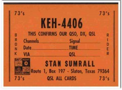 KEH-4406 Stan Sumrall Slaton Texas 1960s Vintage Postcard CB Radio QSL KEH-4406 Stan Sumrall Slaton Texas 1960s Vintage Postcard CB Radio QSL