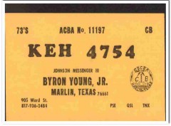 KEH-4754 Byron Young Marlin Texas 1960s Vintage Postcard CB Radio QSL KEH-4754 Byron Young Marlin Texas 1960s Vintage Postcard CB Radio QSL