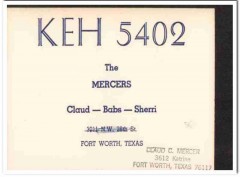 KEH-5402 Claud Mercer Ft Worth TX 1960s Vintage Postcard CB Radio QSL KEH-5402 Claud Mercer Ft Worth TX 1960s Vintage Postcard CB Radio QSL