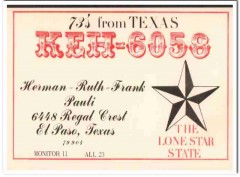 KEH-6058 Herman Pauli El Paso TX 1960s Vintage Postcard CB Radio QSL KEH-6058 Herman Pauli El Paso TX 1960s Vintage Postcard CB Radio QSL