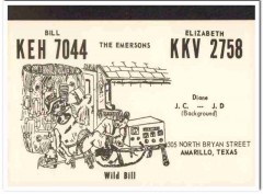 KEH-7044 Bill Emerson Amarillo TX 1960s Vintage Postcard CB Radio QSL KEH-7044 Bill Emerson Amarillo TX 1960s Vintage Postcard CB Radio QSL