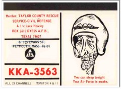 KKA-3563 Jack Howley Dyess AFB TX 1960s Vintage Postcard CB QSL Card KKA-3563 Jack Howley Dyess AFB TX 1960s Vintage Postcard CB QSL Card