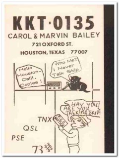 KKT-0135 Marvin Bailey Houston TX 1960s Vintage Postcard CB Radio QSL KKT-0135 Marvin Bailey Houston TX 1960s Vintage Postcard CB Radio QSL
