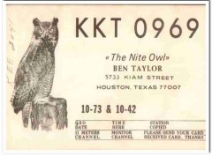KKT-0969 Ben Taylor Houston Texas 1960s Vintage Postcard CB Radio QSL KKT-0969 Ben Taylor Houston Texas 1960s Vintage Postcard CB Radio QSL