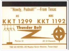 KKT-1299 KKT-1192 Keyes Houston TX 1960s Vintage Postcard CB Radio QSL KKT-1299 KKT-1192 Keyes Houston TX 1960s Vintage Postcard CB Radio QSL