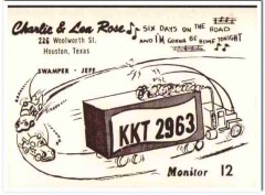 KKT-2963 Charlie Rose Houston TX 1960s Vintage Postcard CB Radio QSL KKT-2963 Charlie Rose Houston TX 1960s Vintage Postcard CB Radio QSL