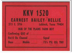 KKV-1520 Earnest Bailey Lubbock Texas 1960s Vintage Postcard CB QSL 2 KKV-1520 Earnest Bailey Lubbock Texas 1960s Vintage Postcard CB QSL 2