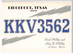 KKV-3562 Paul Phillips Bridgeport Texas 1960s Vintage Postcard CB QSL KKV-3562 Paul Phillips Bridgeport Texas 1960s Vintage Postcard CB QSL