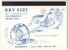 KKV-4205 Wynell Dee Loving Abilene Texas 1960s Vintage Postcard CB QSL KKV-4205 Wynell Dee Loving Abilene Texas 1960s Vintage Postcard CB QSL
