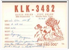 KLK-3482 David Ehlen Wichita Falls Texas 1960s Vintage Postcard CB QSL