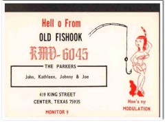 KMD-6045 John Parker Center Texas 1960s Vintage Postcard CB Radio QSL KMD-6045 John Parker Center Texas 1960s Vintage Postcard CB Radio QSL