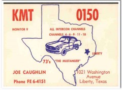 KMT-0150 Joe Caughlin Liberty Texas 1960s Vintage Postcard CB QSL Card KMT-0150 Joe Caughlin Liberty Texas 1960s Vintage Postcard CB QSL Card