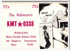 KMT-0338 Wesley Robinson Channelview TX 1960s Vintage Postcard CB QSL KMT-0338 Wesley Robinson Channelview TX 1960s Vintage Postcard CB QSL