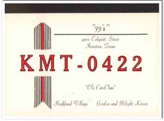 KMT-0422 Gordon Kinser Houston Texas 1960s Vintage Postcard CB QSL 2 KMT-0422 Gordon Kinser Houston Texas 1960s Vintage Postcard CB QSL 2
