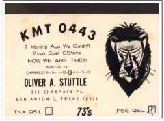 KMT-0443 Oliver Stuttle San Antonio 1960s Vintage Postcard CB QSL Card