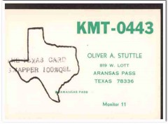 KMT-0443 Oliver Stuttle Aransas Pass TX 1960s Vintage Postcard CB QSL