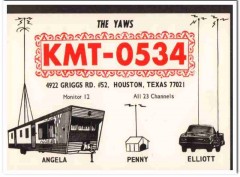 KMT-0534 Elliott Yaw Houston Texas 1960s Vintage Postcard CB Radio QSL