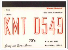 KMT-0549 Jimmy Brown Pasadena Texas 1960s Vintage Postcard CB QSL Card