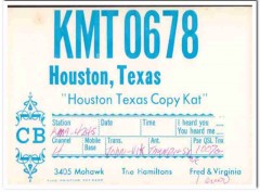 KMT-0678 Fred Hamilton Houston Texas 1960s Vintage Postcard CB QSL